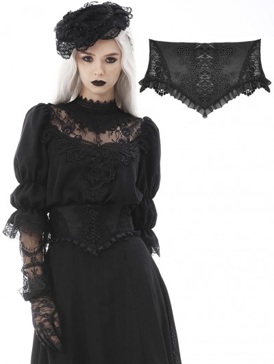 Dark in Love Black Gothic Noble Embroidered Underbust Corset Waistband for Women