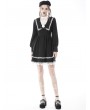 Dark in Love Black and White Cute Gothic Rose Doll Short Dress