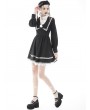 Dark in Love Black and White Cute Gothic Rose Doll Short Dress