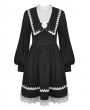 Dark in Love Black and White Cute Gothic Rose Doll Short Dress