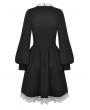 Dark in Love Black and White Cute Gothic Rose Doll Short Dress