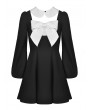 Dark in Love Black Gothic Doll Collar Long Sleeve Super Bowknot Short Dress