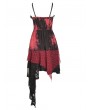 Dark in Love Red Gothic Punk Rock Irregular Net Dye Strap Irregular Dress