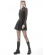 Dark in Love Black Gothic Punk PU Leather Daily Wear Short Strap Dress