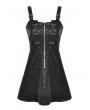 Dark in Love Black Gothic Punk PU Leather Daily Wear Short Strap Dress