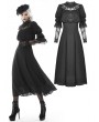 Dark in Love Black Elegant Gothic Lace Angel Wings Long Sleeve Maxi Dress