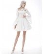 Dark in Love White Gothic Magic Princess Square Neck Flower Halter Long Trumpet Sleeve Dress