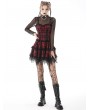 Dark in Love Black and Red Gothic Grunge Plaid Layered Mini Strap Dress