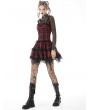 Dark in Love Black and Red Gothic Grunge Plaid Layered Mini Strap Dress