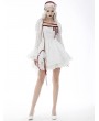 Dark in Love White Gothic Long Puff Sleeve Short Dress