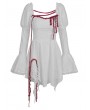 Dark in Love White Gothic Long Puff Sleeve Short Dress