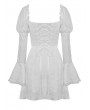 Dark in Love White Gothic Long Puff Sleeve Short Dress