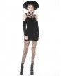 Dark in Love Black Gothic Punk Off-the-Shoulder Long Sleeve Sexy Slim Mini Dress