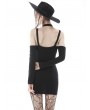 Dark in Love Black Gothic Punk Off-the-Shoulder Long Sleeve Sexy Slim Mini Dress
