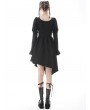 Dark in Love Black Cute Gothic Long Puff Sleeves Short Irregular Dress