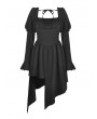 Dark in Love Black Cute Gothic Long Puff Sleeves Short Irregular Dress