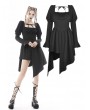 Dark in Love Black Cute Gothic Long Puff Sleeves Short Irregular Dress