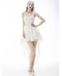 Dark in Love White Gothic Butterfly Lace High-Low Wedding Party Dress