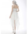 Dark in Love White Gothic Butterfly Lace High-Low Wedding Party Dress