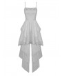 Dark in Love White Gothic Butterfly Lace High-Low Wedding Party Dress