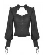 Dark in Love Black Gothic Hollow-Out Long Sleeve Casual Blouse for Women