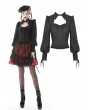 Dark in Love Black Gothic Hollow-Out Long Sleeve Casual Blouse for Women