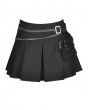 Dark in Love Black Gothic Punk Rock Pleated Mini Skirt With Bag