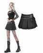 Dark in Love Black Gothic Punk Rock Pleated Mini Skirt With Bag