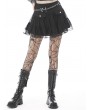 Dark in Love Black Gothic Punk Mesh Flap Mini Skirt