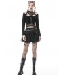 Dark in Love Black Gothic Punk Mesh Flap Mini Skirt