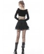 Dark in Love Black Gothic Punk Mesh Flap Mini Skirt