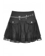 Dark in Love Black Gothic Punk Mesh Flap Mini Skirt