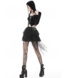 Dark in Love Black Gothic Punk Lace Irregular Net Mini Skirt