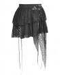 Dark in Love Black Gothic Punk Lace Irregular Net Mini Skirt