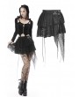 Dark in Love Black Gothic Punk Lace Irregular Net Mini Skirt