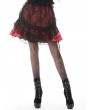 Dark in Love Black and Red Gothic Lace Mini Skirt