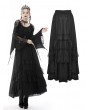 Dark in Love Black Gothic Vintage Elegant Frilly Chiffon Long Skirt