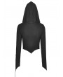 Dark in Love Black Gothic Punk Irregular Sexy Rope Long Sleeve Hooded T-Shirt for Women