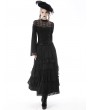 Dark in Love Black Gothic Elegant Lace Shoulder Long Bell Sleeve Top for Women