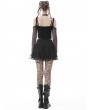 Dark in Love Black Gothic Punk Off-the-Shoulder Sexy Net Short T-Shirt for Women