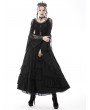 Dark in Love Black Gothic Irregular Frilly Tasseled Long Trumpet Sleeve Top for Women