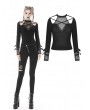 Dark in Love Black Gothic Punk Daily Wear Long Sleeves T-Shirt for Women