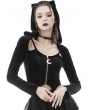 Dark in Love Black Gothic Sexy Cat Ear Fashion Hooded Long Sleeve Short Top for Women