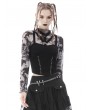 Dark in Love Gray Gothic Alternative High Neck Daily Wear Long Sleeve Short Top for Women
