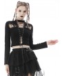 Dark in Love Black Gothic Punk Sexy Rope Long Sleeve Crop Top for Women