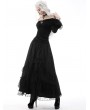 Dark in Love Black Gothic Vintage Off-the-Shoulder Velvet Embossing Long Sleeve Top for Women