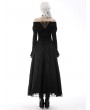 Dark in Love Black Gothic Vintage Off-the-Shoulder Velvet Embossing Long Sleeve Top for Women