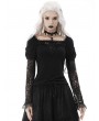 Dark in Love Black Gothic Retro Long Sleeve Daily Wear Embossed Lace Top for Women