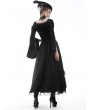 Dark in Love Black Gothic Victorian Luxurious Velvet Long Bell Sleeve Top for Women