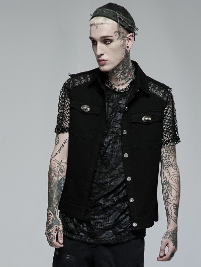 Punk Rave Black Gothic Punk Rock Daily Wear Vest for Men